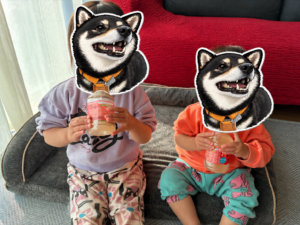 車内でペットボトルストローを使う子供