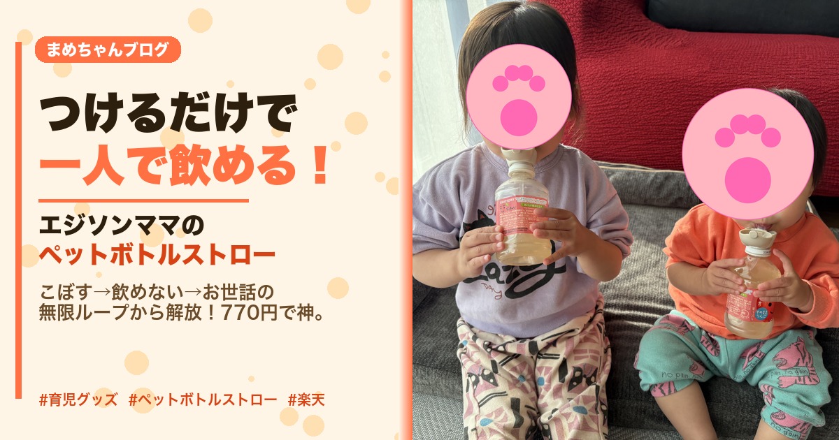 `ペットボトルストローで一人で飲む姉妹`