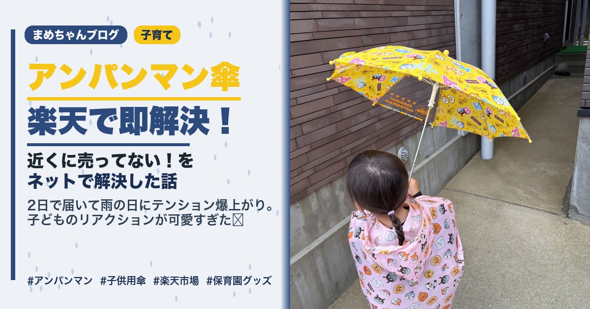 アンパンマン傘とアンパンマンカッパでお揃いコーデの子ども